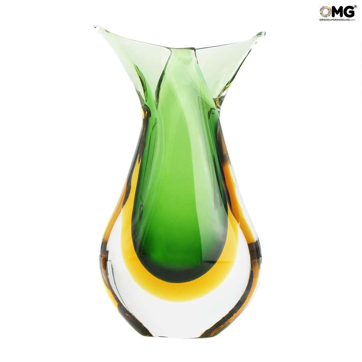 Vase Fish - Green Amber Sommerso - Original Murano Glass OMG 3 Vase Fish - Green Amber Sommerso - Original Murano Glass OMG