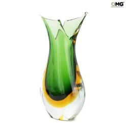 Vase Fish - Green Amber Sommerso - Original Murano Glass OMG 7 Vase Fish - Green Amber Sommerso - Original Murano Glass OMG -Life Store murano vase murano glass omg green amber2