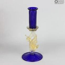 Set Of 2 Classic Venetian Blue Candle Holders - Murano Glass -Life Store original murano glass 23 img 3790