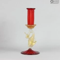 Classic Venetian Red Candle Holder - Murano Glass -Life Store original murano glass 23 img 3792 1