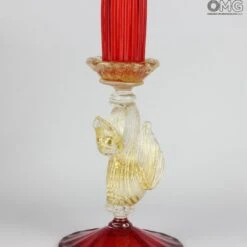 Classic Venetian Red Candle Holder - Murano Glass -Life Store original murano glass 23 img 3794 1