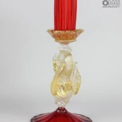 Classic Venetian Red Candle Holder - Murano Glass -Life Store original murano glass 23 img 3795 1