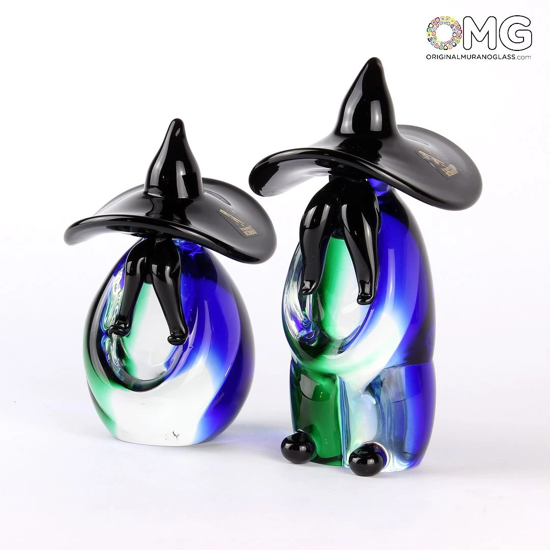 Mexican Small Couple Green & Blue - Ethnic Figures - Murano Glass 6 Mexican Small Couple Green & Blue - Ethnic Figures - Murano Glass - Image 4
