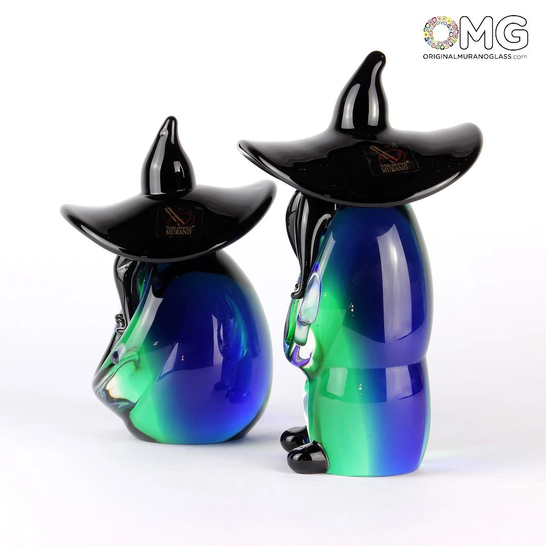 Mexican Small Couple Green & Blue - Ethnic Figures - Murano Glass 7 Mexican Small Couple Green & Blue - Ethnic Figures - Murano Glass - Image 5