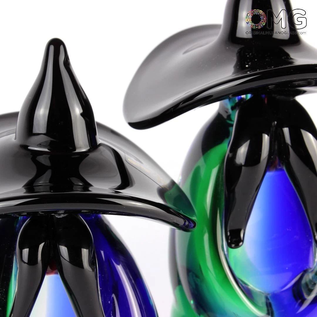 Mexican Small Couple Green & Blue - Ethnic Figures - Murano Glass 4 Mexican Small Couple Green & Blue - Ethnic Figures - Murano Glass - Image 2