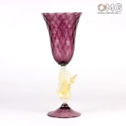 Venetian Goblet Swan Stem - Purple - Murano Glass -Life Store original murano glass 3401