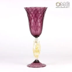 Venetian Goblet Swan Stem - Purple - Murano Glass -Life Store original murano glass 3402