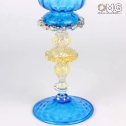 Venetian Goblet Stem Aquamarine - Murano Glass -Life Store original murano glass 3444
