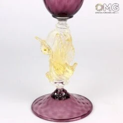 Venetian Goblet Swan Stem - Purple - Murano Glass -Life Store original murano glass 3445