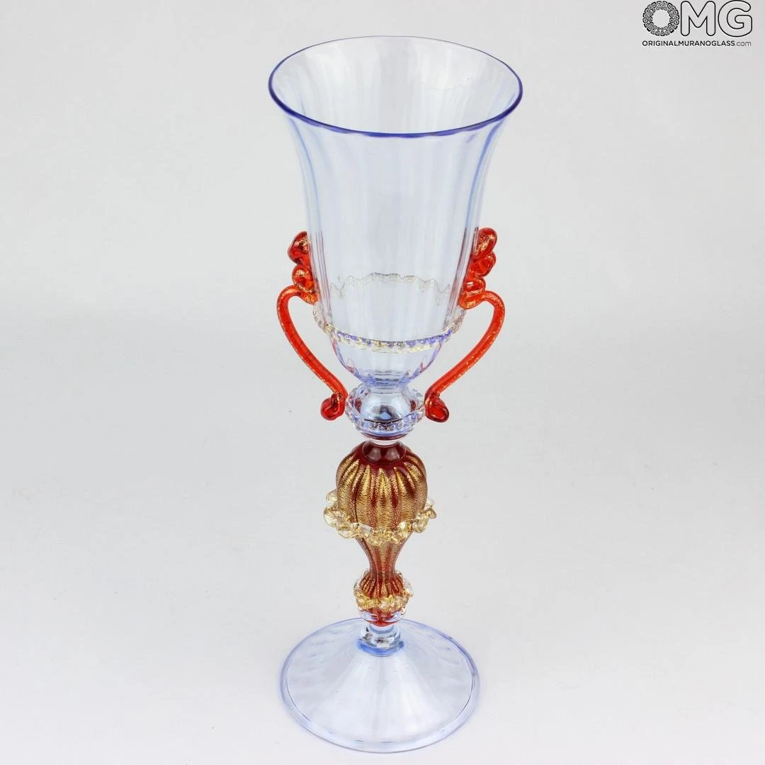 Venetian Goblet Rossetto - King Drinking Glass - Original Murano Glass OMG 3 Venetian Goblet Rossetto - King Drinking Glass - Original Murano Glass OMG - Image 2
