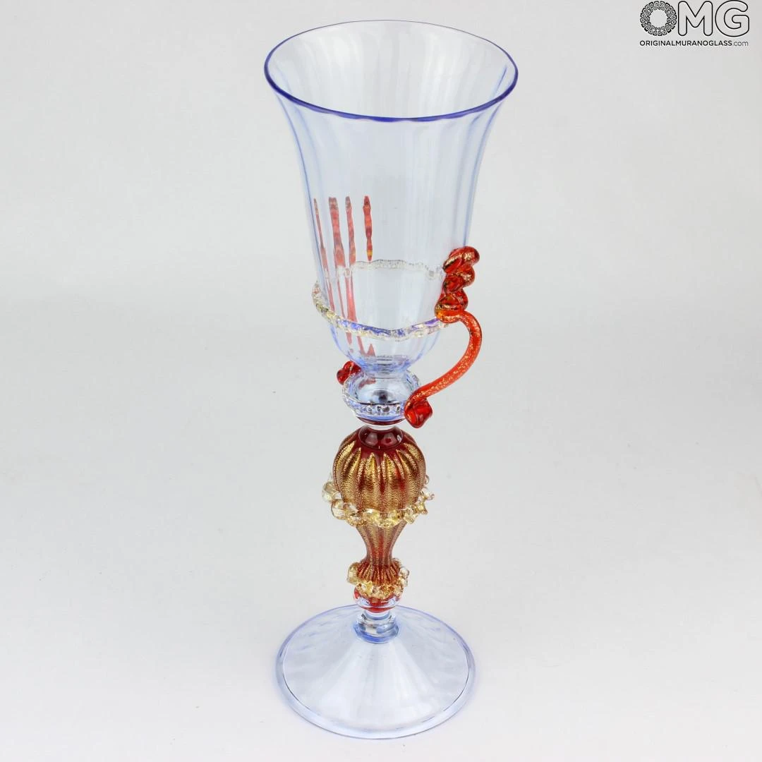 Venetian Goblet Rossetto - King Drinking Glass - Original Murano Glass OMG 4 Venetian Goblet Rossetto - King Drinking Glass - Original Murano Glass OMG - Image 3
