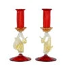 Set Of 2 Classic Venetian Red Candle Holders - Murano Glass -Life Store original murano glass candel holder 99
