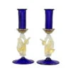 Set Of 2 Classic Venetian Blue Candle Holders - Murano Glass 1 Set Of 2 Classic Venetian Blue Candle Holders - Murano Glass -Life Store original murano glass candels holder blue 98