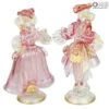 Couple Goldoni Sculpture Pink - Venetian Figurines Lady And Rider Gold 24kt