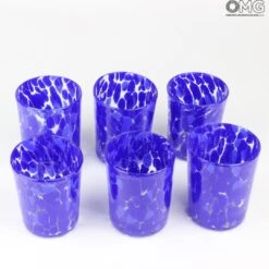 Set Of 6 Drinking Glasses Blue Limoncello - Original Murano Glass -Life Store original murano glass drinking glasses bimg 5764