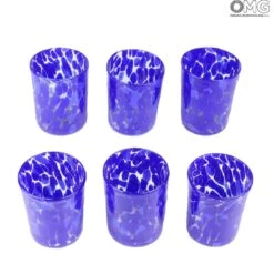 Set Of 6 Drinking Glasses Blue Limoncello - Original Murano Glass