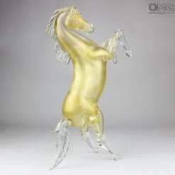 Horse Standing Murano Glass Sculpture With Pure Gold 24kt -Life Store original murano glass horse duckimg 6934