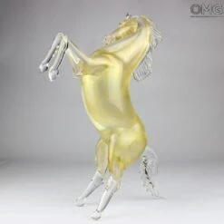 Horse Standing Murano Glass Sculpture With Pure Gold 24kt -Life Store original murano glass horse duckimg 6936