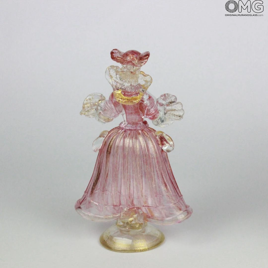 Couple Goldoni Sculpture Pink - Venetian Figurines Lady And Rider Gold 24kt 7 Couple Goldoni Sculpture Pink - Venetian Figurines Lady And Rider Gold 24kt - Image 5