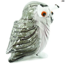 Owl - Grey - Original Murano Glass OMG -Life Store owl grey original murano glass omg1