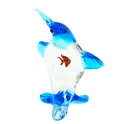 Penguin With Fish - Original Murano Glass OMG -Life Store penguin aquarium original murano glass omg2