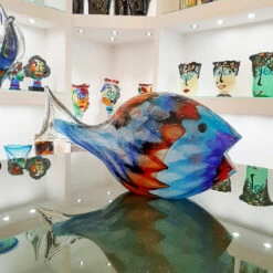Blue Fish With Texture - Sculpture Murano Glass -Life Store pesce33