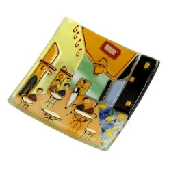 The Caffe Plate - Van Gogh Tribute - Square -Life Store plate venetian glass murano glass omg 9302