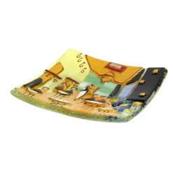 The Caffe Plate - Van Gogh Tribute - Square -Life Store plate venetian glass murano glass omg 9303