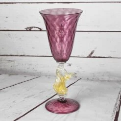 Venetian Goblet Swan Stem - Purple - Murano Glass -Life Store purple goblet murano glass