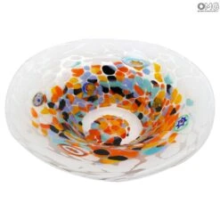Rainbow Bowl Centerpiece - White - Original Murano Glass OMG