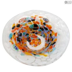 Rainbow Bowl Centerpiece - White - Original Murano Glass OMG -Life Store rainbow hashtry murano glass 3