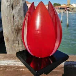 Lotus Flower - Original Murano Glass Sculpture -Life Store red lotus flower murano glass 4