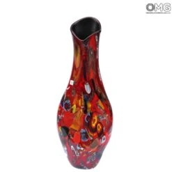 Vase Red - Multicolor Effects - Original Murano Glass OMG 14 Vase Red - Multicolor Effects - Original Murano Glass OMG -Life Store red murano glass vase with steams macete