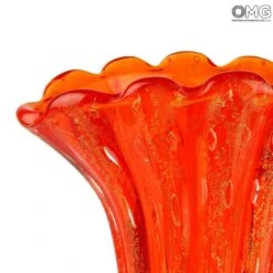 Flower Vase - Red And Gold - Original Murano Glass OMG 8 Flower Vase - Red And Gold - Original Murano Glass OMG -Life Store red vase detail