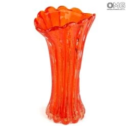 Flower Vase - Red And Gold - Original Murano Glass OMG 9 Flower Vase - Red And Gold - Original Murano Glass OMG -Life Store red vase detail 2