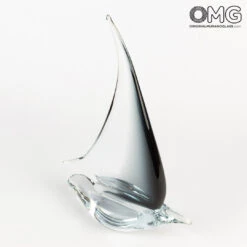 Sail Boat - Black - Original Murano Glass OMG -Life Store sail boat black original murano glass 3