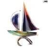 Sail Boat With Base - Chalcedony Glass - Original Murano Glass OMG -Life Store sail boat original murano glass venetian sculpture chalcedony12