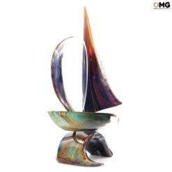 Sail Boat With Base - Chalcedony Glass - Original Murano Glass OMG 11 Sail Boat With Base - Chalcedony Glass - Original Murano Glass OMG -Life Store sail boat original murano glass venetian sculpture chalcedony24