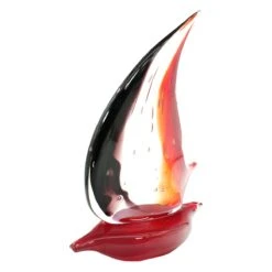 Sail Boat - Glass Sculpture - Original Murano Glass OMG -Life Store sail boat red black original murano glass omg1