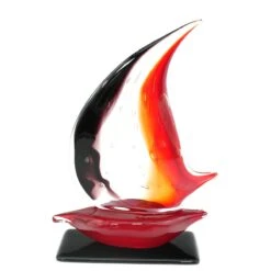 Sail Boat - Glass Sculpture - Original Murano Glass OMG -Life Store sail boat red black original murano glass omg4