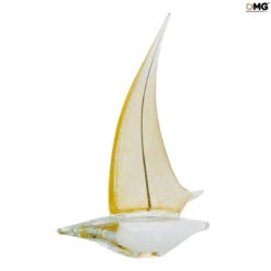 Sail Boat - Gold 24 Kt - Original Murano Glass OMG -Life Store sailboat crystal gold original murano glass omg venetian italy2