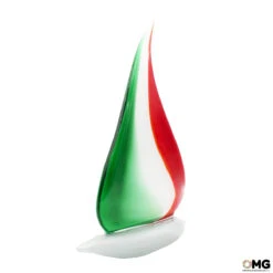 Sail Boat Italy Flag - Original Murano Glass Sculpture -Life Store sailing boat murano glass italy omg3