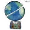 Saturno - Scultpure In Chalcedony - Original Murano Glass OMG -Life Store saturn blue chalcedony murano glass 1