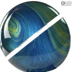 Saturno - Scultpure In Chalcedony - Original Murano Glass OMG -Life Store saturn blue chalcedony murano glass 3