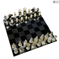 Exclusive Chess - Gold 24 Kt - Original Murano Glass OMG -Life Store scacchiera