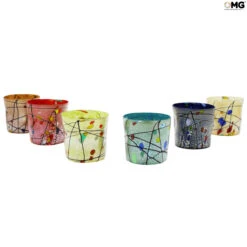 Cocktail Kandinsky Glasses Set - Tumblers With Pure Silver - Original Murano Glass -Life Store set glasses kandinsky original murano glass omg venetian1