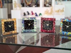 Table Desk Shelf Table Clock - Amber - Murano Glass Watch -Life Store shelf watch murano glass omg