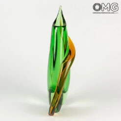 Vase Calla - Deep Green Sommerso - Original Murano Glass OMG -Life Store sommerso green vase calla stripe original murano glass 3