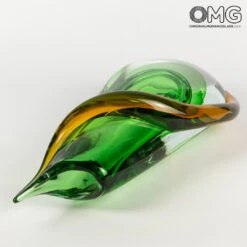 Vase Calla - Deep Green Sommerso - Original Murano Glass OMG -Life Store sommerso green vase calla stripe original murano glass 4
