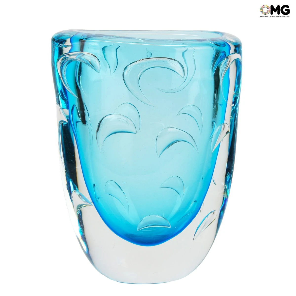 Vase Light Blue - Sommerso - Original Murano Glass OMG 3 Vase Light Blue - Sommerso - Original Murano Glass OMG